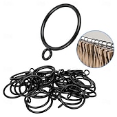 cheap Storage &amp; Organization-48 Pack Curtain Rings with Eyelets Metal Drapery Rings for Pinch Pleat Curtains Panels Drape Rings Fits Up to 1.2 in Curtains Rod 1.5 Inch I D Silver