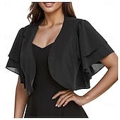 billige Brudesjaler-Kvinnes Wrap Elegant Solbeskyttelse Kortermet Chiffon Bryllupswraps Med Ren Farge Bryllup Sommer