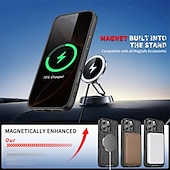 levne Pouzdra pro iPhone-Magnetické adsorpční pouzdro na telefon pro AirTag iPhone 16/15/14/13/12 Pro Max Plus se stojánkem geometrické PC kovové zadní víko bezdrátové nabíjení