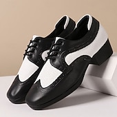 abordables Chaussures de danse-Homme Brogue Brogue Danse Disco Cuir PU Respirant Confortable Antidérapant À lacets Noir / blanc Noir Marron Automne Hiver
