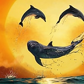 preiswerte Ozean-Druck-Dolphin&#039;s Smile von Vincent Hie Herren Delfin Meerestiere Hawaiihemd Kurzarm Button Up Designerhemd limitierte Künstleredition