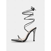 cheap Prom-Women&#039;s Black Lace-Up Rhinestone Stiletto Sandals – Sexy Prom Heels for Nightclub, Formal Events and Date Nights