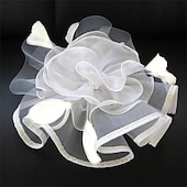 billige Fascinatorer-Hodeplagg Fjær Organza Fedora Hatt Bryllup Kveld Fest Te Fest Hesteløp Cocktail Vintage Sjarmerende Med Fjær Blomster Hodepryd Hodebekledning