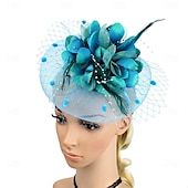 billiga Hattar och fascinators-fascinators hatt för kvinnor teparty headpiece bröllop cocktail blomma mesh fjädrar hårklämma 20-tal flapper fascinators