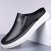 Недорогие Мужские клоги и мюли-мужские белые мюли — стильный дизайн слипонов с коричневыми акцентами, легкие и удобные для повседневной носки, неформальных выходов и путешествий