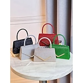 cheap Clutches &amp; Evening Bags-Women&#039;s Glitter Evening Clutch Bag with Chain Strap – Elegant Structured Top Handle Purse for Weddings, Cocktail Parties and Formal Events