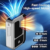 お買い得  携帯扇風機-3-in-1ポータブルネックウエストデスクファン – 強力冷却、デジタル表示、静音操作