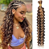 baratos 1 pacote de fios de cabelo humano-p4/27# extensão de cabelo humano em massa, 1 pacote de cabelo humano com ondas profundas, 12-28 polegadas