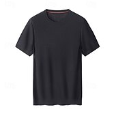 tanie Męskie elitarnie koszulki i tank topy-męska jedwabna bawełniana mieszanka lyocellu t-shirt krótki rękaw okrągły dekolt lato gładki żakard elegancki klasyczny okrągły dekolt minimalistyczny wakacje dom bawełna czarny niebieski granatowy top koszulka męska
