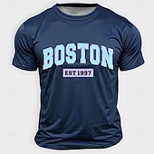 levne Pánská 3D trička-Pánské Boston Tričko Krátký rukáv tričko 3D tisk Tričkový Košile Módní Denní Základní ulice Ležérní Denní Světle modrá Černá Bílá Léto Jaro Oblečení S M L XL XXL XXXL