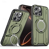 levne Pouzdra pro iPhone-Magnetické adsorpční pouzdro na telefon pro AirTag iPhone 16/15/14/13/12 Pro Max Plus se stojánkem geometrické PC kovové zadní víko bezdrátové nabíjení