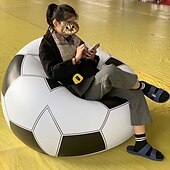 abordables Activité de Plein Air-Fauteuil gonflable en forme de ballon de football, style classique, en PVC, polyvalent, pour l&#039;intérieur &amp;utilisation en extérieur, design unique sur le thème du sport pour la maison &amp;décoration de
