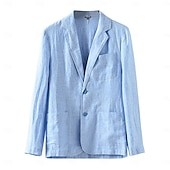 preiswerte Herren Elite Oberbekleidung-Herren Leinenblazer Blazer Geschäft Formeller Abend Hochzeitsfeier Ohne Futter Mode Lässig Frühling &amp; Sommer 100% Leinen Leinen Einfarbig Tasche Lässig / Alltäglich Einreihig Blazer Dunkelgrau