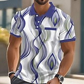 economico Polo geometrica da uomo-Per uomo Astratto Geometrico Polo Manica Corta Magliette polo Camicie con Colletto Business Casual All&#039;aperto Athleisure Abbigliamento quotidiano Bottoni Tasca Stampa 3D Estate Blu Viola Verde