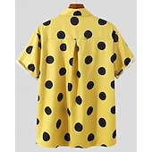 cheap Men's Button Up Shirts-Men's Shirt Summer Shirt Casual Shirt Beach Shirt Button Up Shirt Black White Yellow Short Sleeve Polka Dot Lapel Vacation Hawaiian Clothing Apparel Polyester Fashion Casual Comfortable