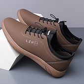 baratos Casual-tênis casual bege com cadarço para homens - calçados confortáveis para o dia a dia para passeios casuais