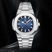levne Mechanické hodinky-Dámské a pánské mechanické hodinky casual obchodní styl nárazuvzdorné luminescenční datum nerezové hodinky 304