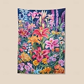 levne krajinářský gobelín-Květinové lilie závěsná tapisérie nástěnné umění velká tapisérie mural dekor fotografie pozadí deka závěs domácí ložnice obývací pokoj dekorace