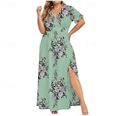 billiga Bohemklänningar-Dam Långklänning Maxiklänning Vardagsklänning Sommarklänning Boho-klänning Klänning med tryck Mode Utomhus Semester Helgdag Normal Blommig Ärmlös Djup V-hals Svart Vit Gul Ljusgrön Sommar Vår