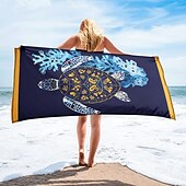 economico set di asciugamani da spiaggia-telo mare stampato, telo mare leggero e anti-sabbia ad asciugatura rapida, ideale per viaggi, piscina e uso all&#039;aperto