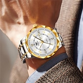economico Orologi al quarzo-Orologio da Uomo alla Moda al Quarzo Quadrante Digitale a Rombo Doppio Calendario Luminoso Orologio Impermeabile in Acciaio con Decorazione di Strass Orologio da Affari