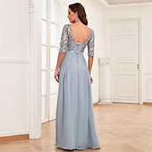 preiswerte Bodenlänge-Kleid Brautmutterkleid Elegant Einfach Rundhalsausschnitt Bodenlang Chiffon Halbarm mit Einfarbig 2025