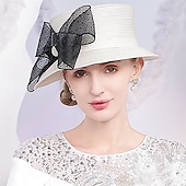 economico Cappelli per feste-cappelli cappello a bombetta in fibra / cappello a cloche cappello da pescatore cappello di paglia matrimonio festa del tè elegante matrimonio con fiocco copricapo copricapo