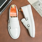 voordelige Hereninstappers &amp; loafers-Witte instappers met monniksband voor heren – elegante casual schoenen voor op kantoor, evenementen en zakelijke casuals