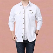 economico Camicie da lavoro da uomo-Per uomo Camicia Camicia Estiva Camicia casual Camicia con Bottoni Camicia cargo Nero Bianco Rosso Blu marino scuro Kaki Manica Lunga Semplice Colletto a Camicia Vacanza Camicia hawaiana Tasca