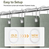 お買い得  シャワーカーテン-バスルーム用ボホシャワーカーテン、タッセル付きファームハウスシャワーカーテン、セージグリーンシャワーカーテンセット、フェイクリネンファブリックシャワーカーテン（12フック付き）、ホテル品質