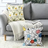 baratos Fronhas de Almofadas de Decoração-Sorriso Feliz Capas de Almofada Decorativas 1PC Almofada Quadrada Macia para Sofá para Quarto Sala de Estar Cadeira