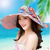 billige Hatter-damer solhatt strandhatt sammenleggbar kinesisk nyttår sommerhatt damesolhatt tosidig allsidig strandferie solbeskyttelse storkant strandhatt sammenleggbar uv-beskyttelse bohemsk vind