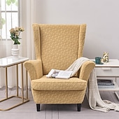 economico Rivestimento sedia wingback-Copripoltrona con schienale alto, in tessuto jacquard elasticizzato, per poltrone con schienale alto, copripoltrona con schienale alto, protezione antiscivolo per mobili, per l&#039;arredamento della casa,