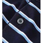 voordelige Heren Elite Polo-heren zijden mix zakelijk casual revers korte mouw kantoor oud geld stijl horizontale strepen knopen zomer geel roze blauw