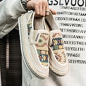cheap Slip-On Casual Shoes-Men's Black and Red Slip-On Walking Shoes with Tribal Pattern – Comfortable and Stylish Sneakers for Casual and Outdoor Activities