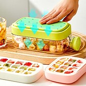 preiswerte Eiswürfelschale-Eisflaschenbecher 2-in-1 berührungslos, 800 ml, Eiswürfelschale, Wasserflaschen, Eiswürfelflaschen mit Strohhalm, tragbare berührungslose Eiswürfelschalen mit Deckel und Behälter, geeignet für die