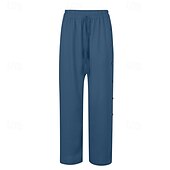 abordables pierna ancha y cintura alta-Mujer pantalones Pantalones Casual Longitud total Cintura Media Plano Hebilla Diseño de cordón elástico Al Aire Libre Cómodo Festivos Ropa Cotidiana Fin de semana Rojo oscuro Magenta Verde oscuro Gris