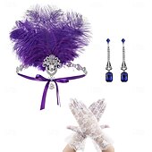 olcso Kiegészítők és még sok más-A nagy Gatsby Flapper fejpánt Gyöngyös karkötő Fülbevaló A nagy Gatsby Toll Retro Csillogó glitter Női Farsang Valentin nap Álarcos mulatság Party estélyi viselet Álarcos mulatság Fesztivál Felnőttek