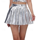 levne Spodní části-Retro 80. léta Mini Sukně Disko Lesklý latexový patent Kov Dámské předvečer Všech svatých Karneval Pride Parade Měsíc hrdosti Dospělé Sukně Léto