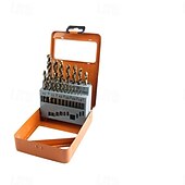 お買い得  ドリルビットセット-13/19/25個のコバルトドリルビットセット、m35高速度鋼、硬化金属、ステンレス鋼、鋳鉄、木材、プラスチック用のツイストジョブバー長さ、金属インデックス収納ボックス付き
