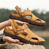 economico sandali da esterno-sandali da uomo - finitura in similpelle traforata, alla moda, per passeggiate informali e incontri del fine settimana