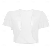 billige Brudesjaler-Kvinnes Wrap Elegant Solbeskyttelse Kortermet Chiffon Bryllupswraps Med Ren Farge Bryllup Sommer