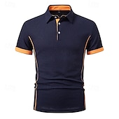 economico Polo classica da uomo-Per uomo Magliette Polo a Nido d&#039;Ape Maglia da golf Lavoro Casuale Bavero Manica Corta Essenziale Moderno Blocco di colori Patchwork Bottoni Estate Vestibilità regolare Nero Bianco Blu marino Verde