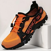 voordelige Casual Sneakers-Voor heren Sneakers Rivierschoenen Canyoning PU Leder Netstof Ademend Comfortabel Anti-slip Veters Zwart Donker paars Blauw Zomer Lente