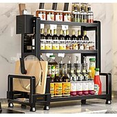 preiswerte Küchen-Aufbewahrung-Küchenregal aus Metall, multifunktionaler Gewürz- und Messeraufbewahrungs-Organizer, Schneidebrett, Utensilien-Organizer, robust &amp;einfach zu montieren, ideal für Gewürze, Würzmittel, Utensilienständer