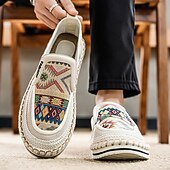 cheap Slip-On Casual Shoes-Men's Black and Red Slip-On Walking Shoes with Tribal Pattern – Comfortable and Stylish Sneakers for Casual and Outdoor Activities