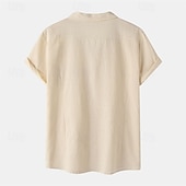 preiswerte Urlaub-Herren Hemd Freizeithemd Knopfhemd Einfach Urlaub Straße Schwarz Weiß Gelb Dunkelmarine Kurzarm Revers Sommer Bekleidung Button-Down