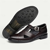 cheap Premium Leather Sandals-Men&#039;s Leather Sandals with Closed Toe – Breathable Non-Slip Summer Shoes for Formal Gatherings, Church  and Outdoor Wear