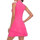 economico Abbigliamento Tennis da donna-US Open Per donna Abito da tennis con pantaloncini e reggiseno incorporati Abito sportivo Senza Maniche Pieghettato Traspirante Tennis Golf Pickleball Collo con zip Tinta unita Vestito Tank Back Nero