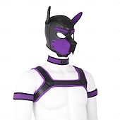 levne Příslušenství-BDSM Kožená komunita Puppy Play Maska pro štěně Psí kapuce Dospělé Unisex Pride Parade Měsíc hrdosti předvečer Všech svatých Karneval Jednoduchý karnevalový kostým